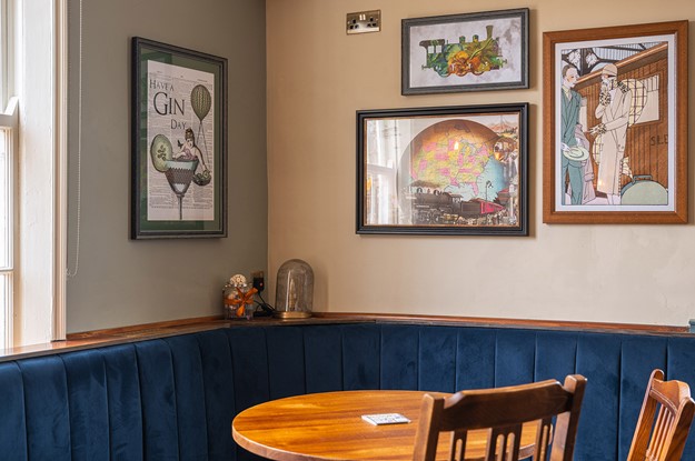 corner area of bar with artwork 
