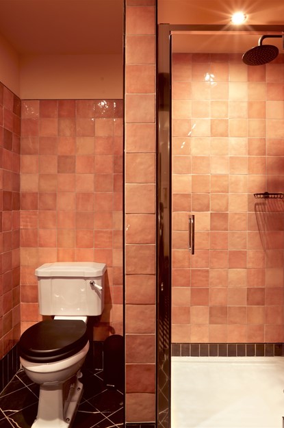 Pink bathroom with pink tiles