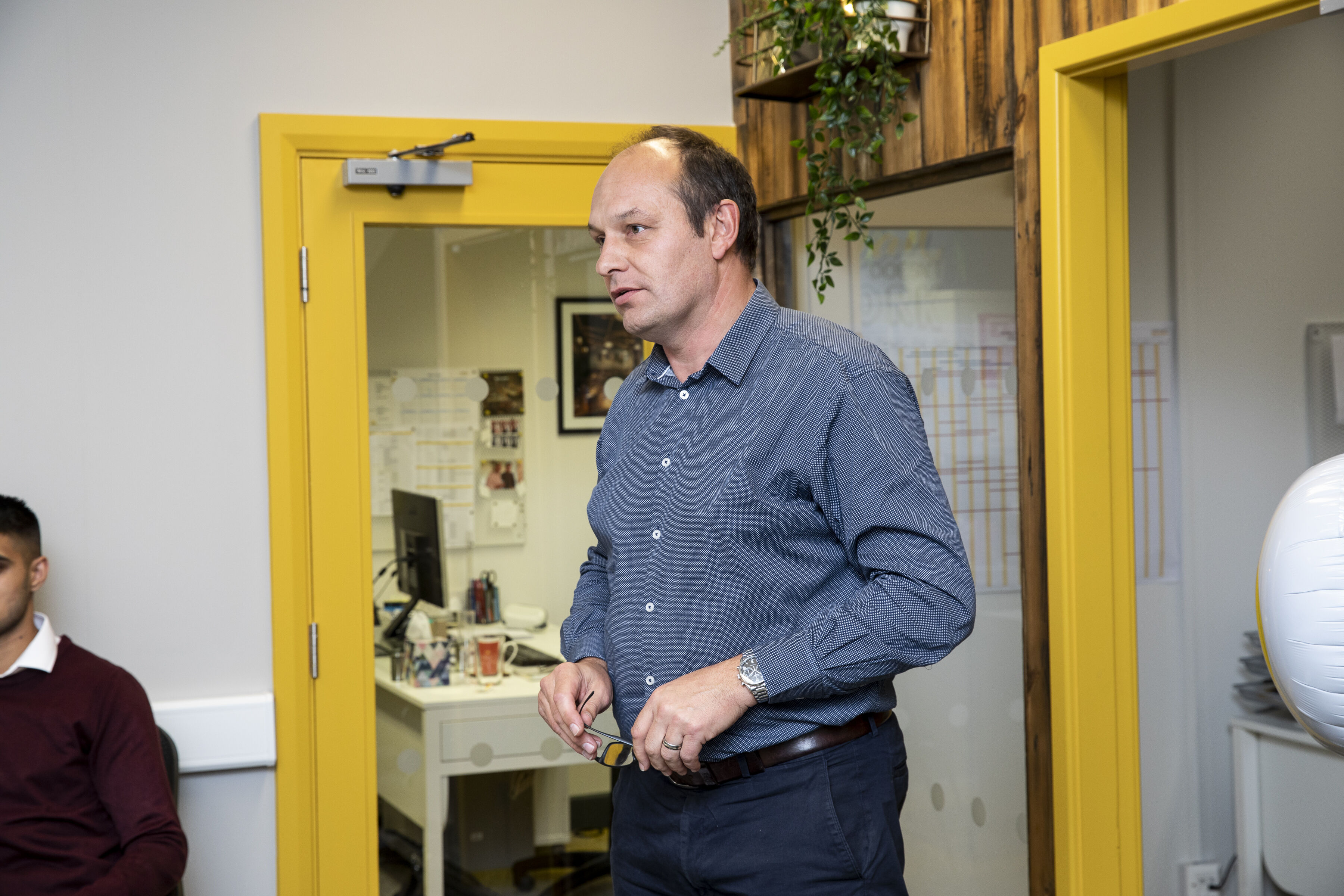 director delivering a speech 