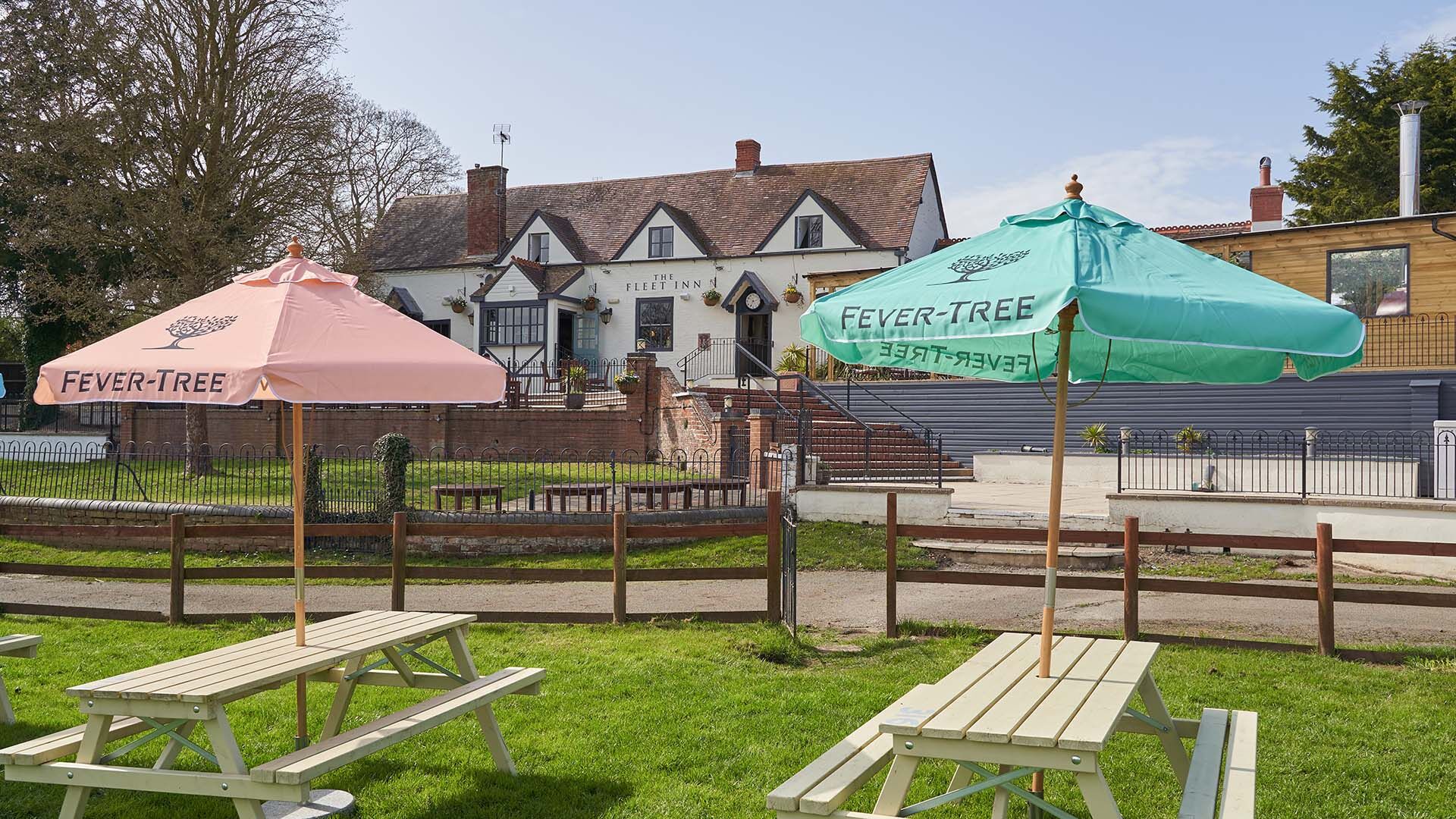 Interior dining area after the fit-out with red lampshade and seating