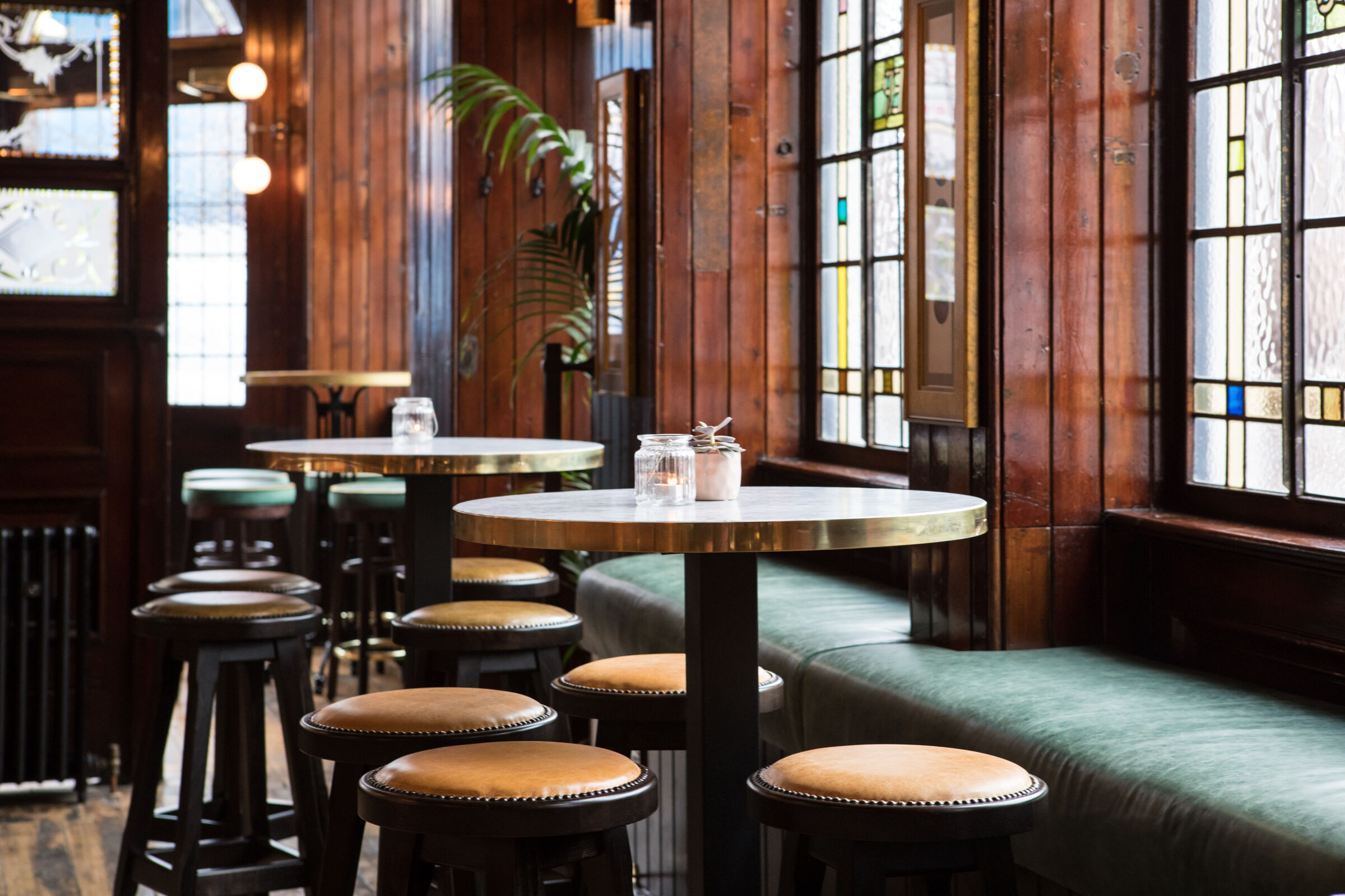 Booth seating at The Half Moon