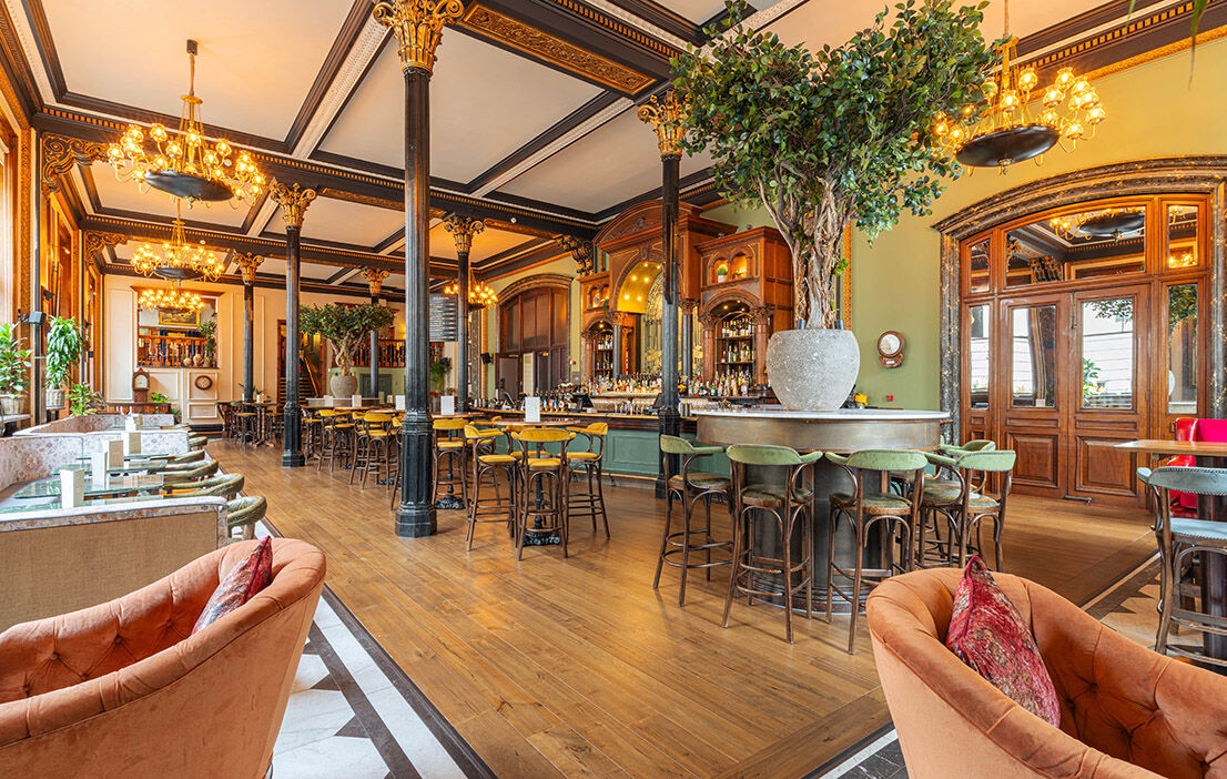 Empty Saloon bar at The Bedford in Balham on handover day after Concorde BGW Group designed and built its new interior