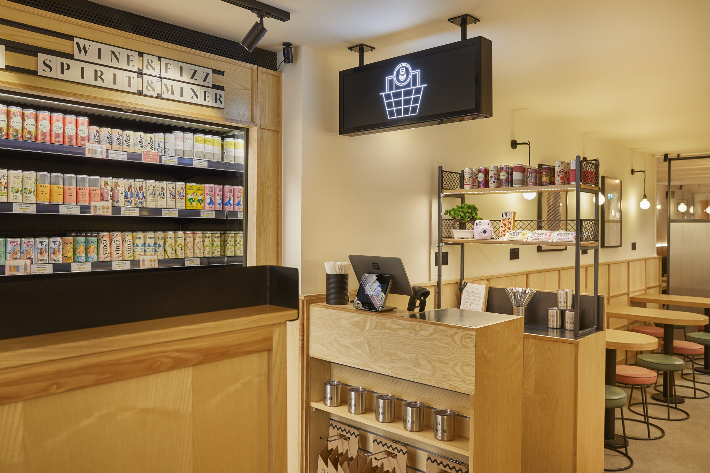 bar with fridge and till 