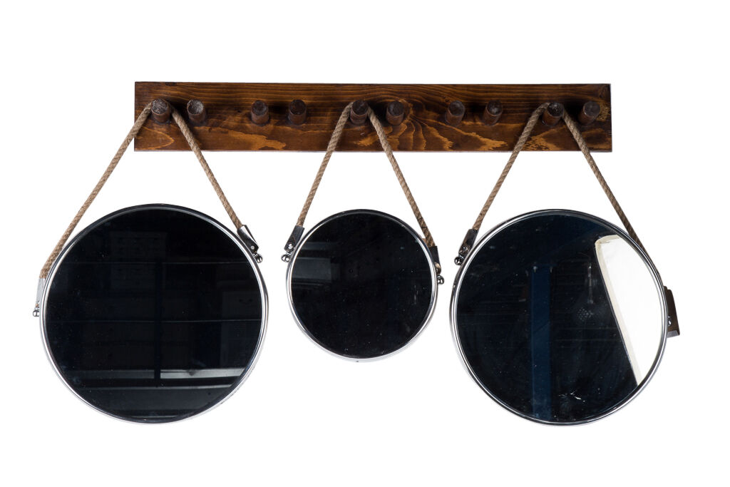 hanging round mirrors on rope