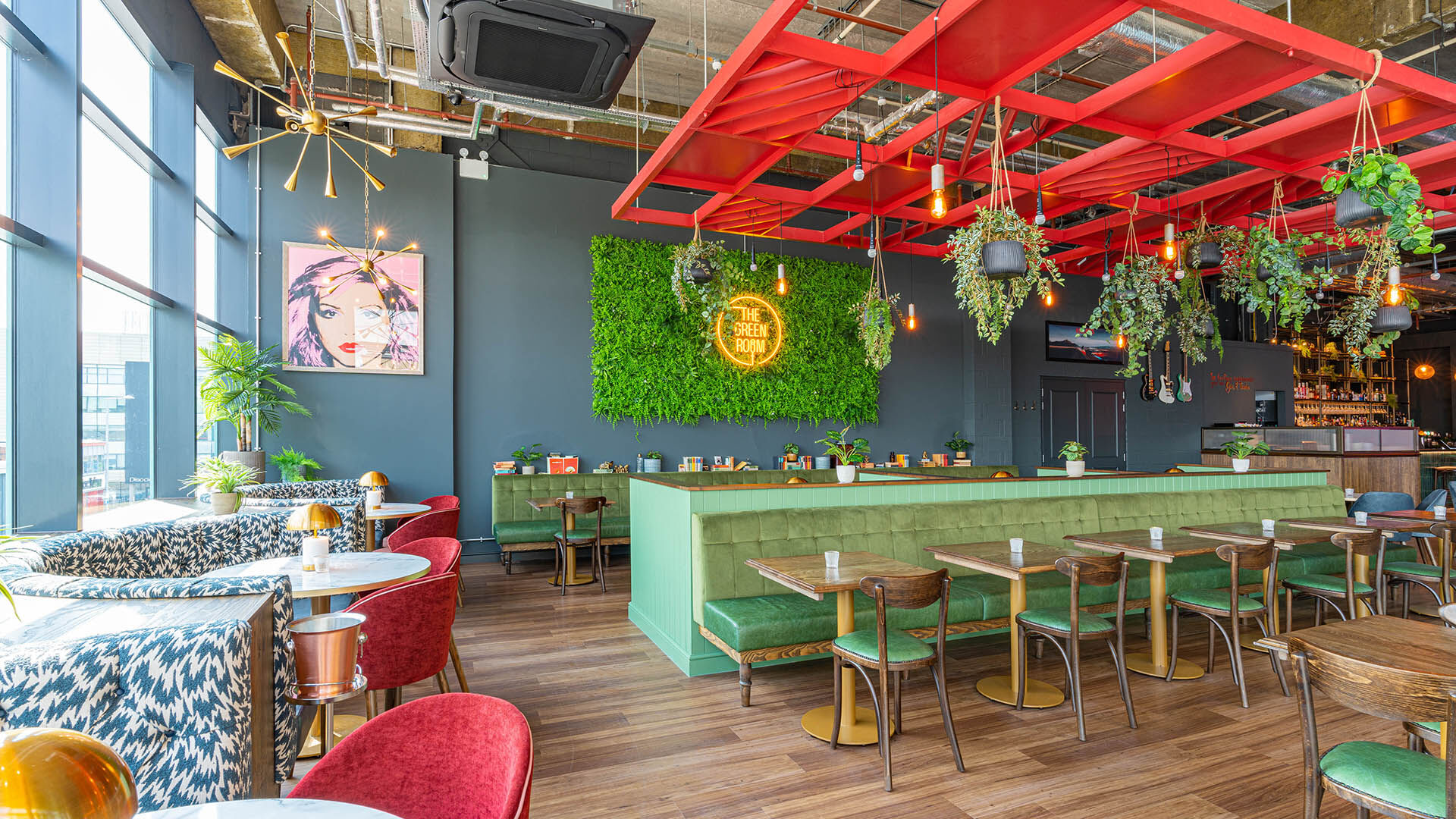 Before and After photos of the green room