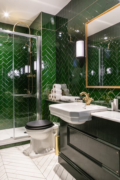 Green bathroom at The Bedford 