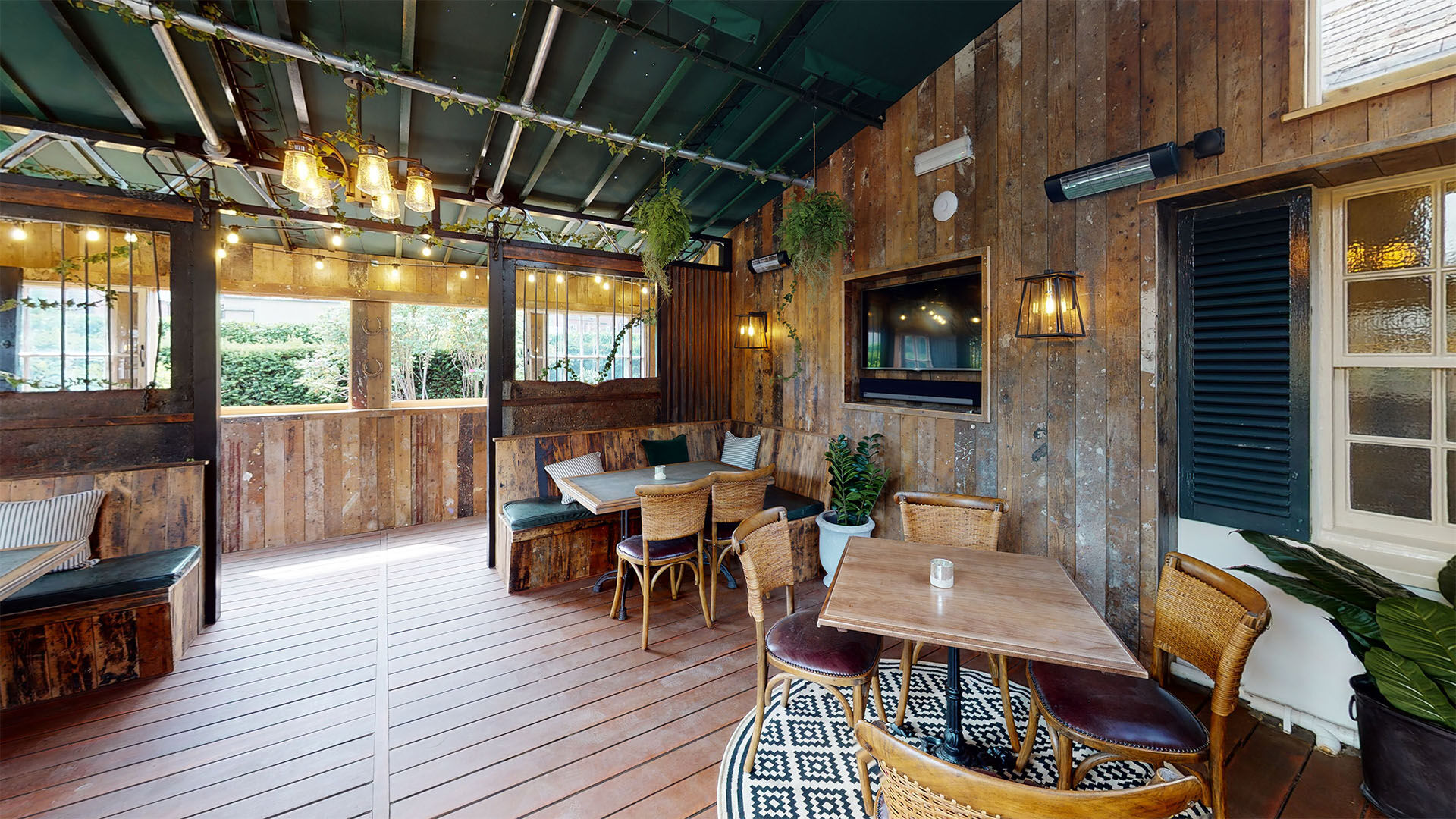 Before and after of garden room pub refurbishment 