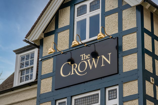 The Crown pub exterior with signage