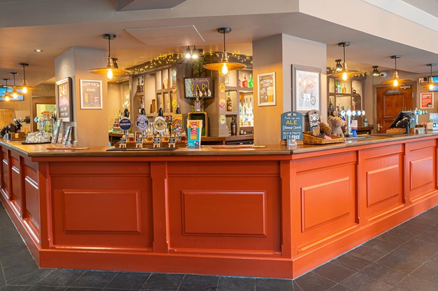 wood panelled pub bar interior design project