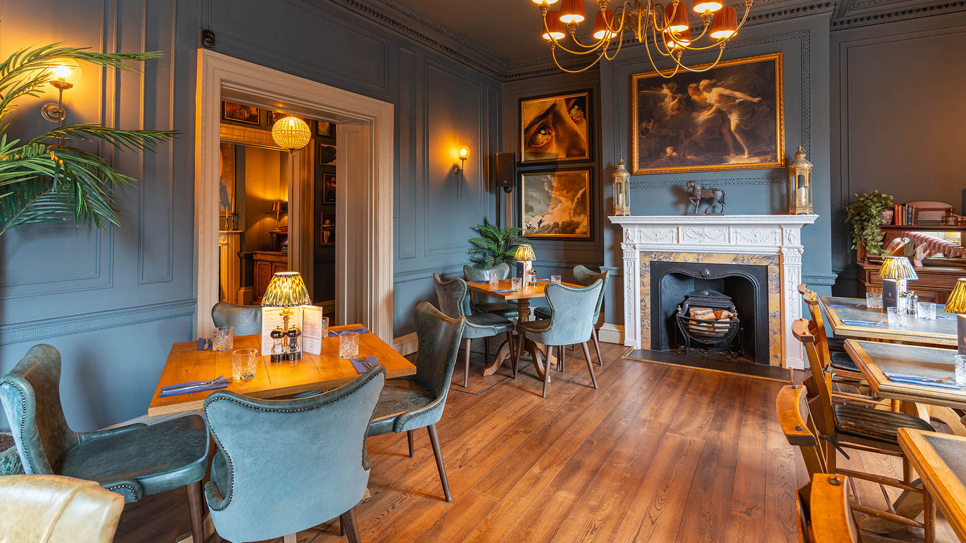 before and after of dining room at saint and sinner