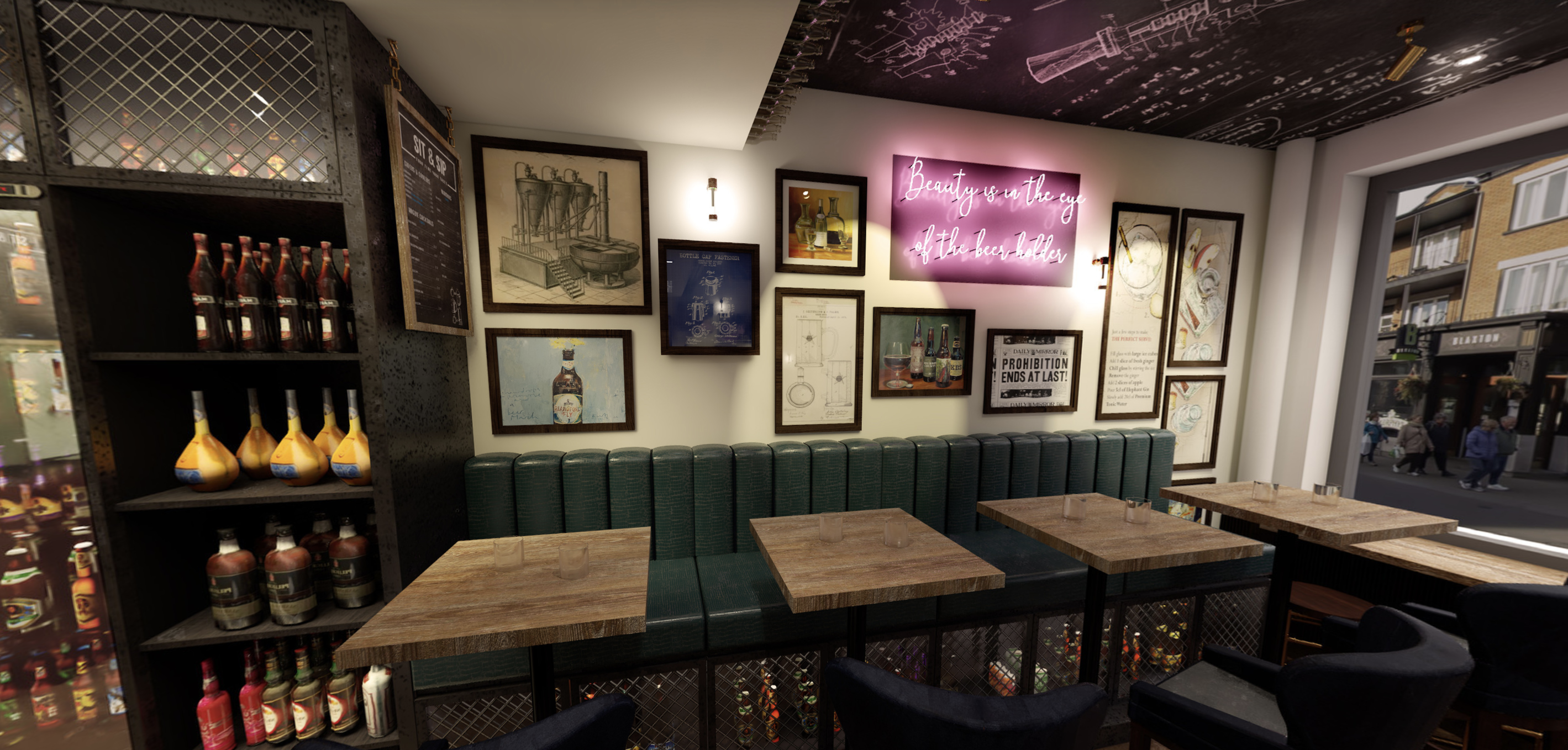 3d Visual of a pub dining area