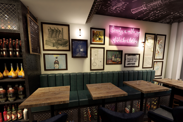 3d Visual of a pub dining area