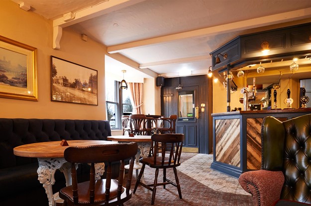 pub bar refurbishment with wooden bar front