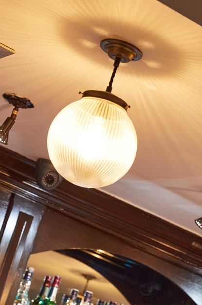 lighting above pub bar 
