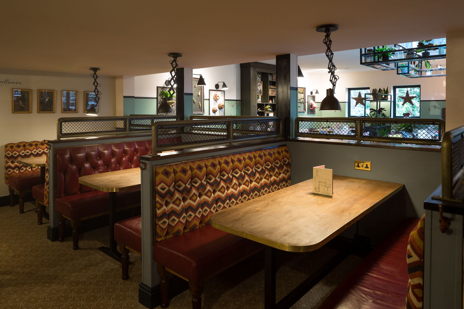 crown & cushion seating at the pub bar