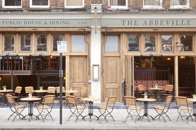 Seating outside London pub the Abberville 