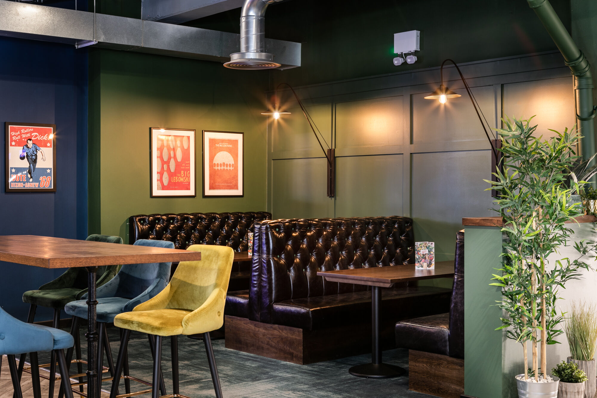 Fixed seating at the bar