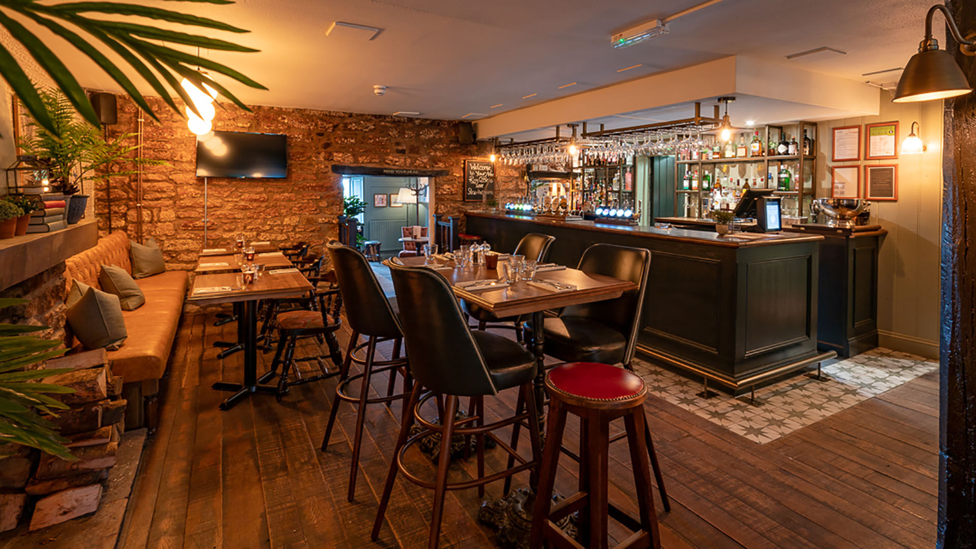 Modern pub with tall bar stools