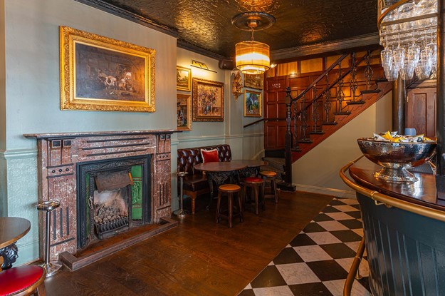 the rugby tavern ground floor seating and fire place